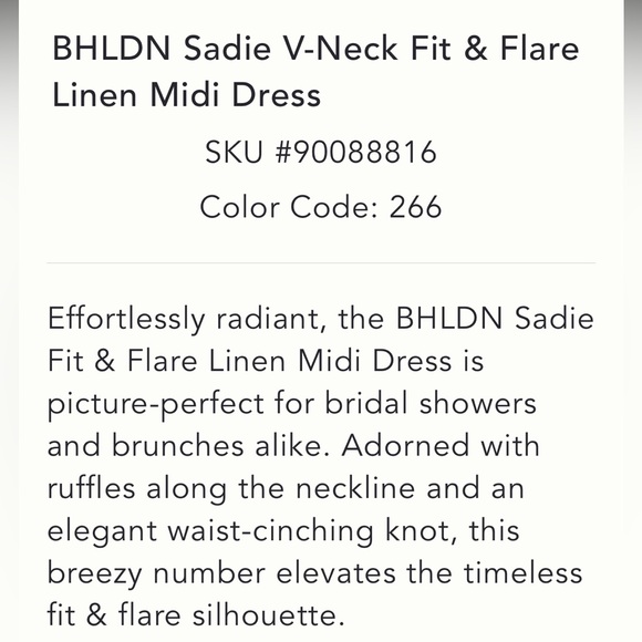 Anthropologie NWT BHLDN Sadie V-Neck Fit & Flare Linen Midi Dress size S - Picture 4 of 10